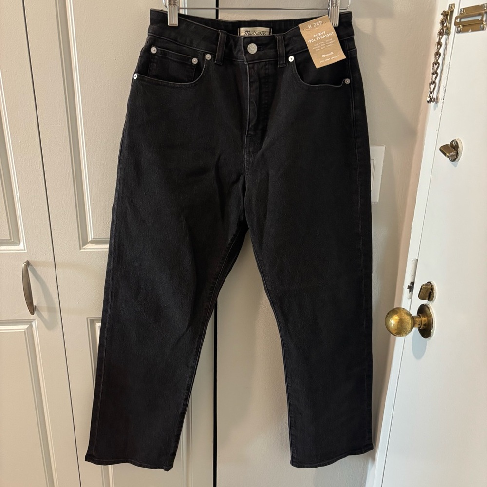 BF PRICE DROP -> Madewell Women’s Curvy 90’s Straight Black Jeans, 28 Petite